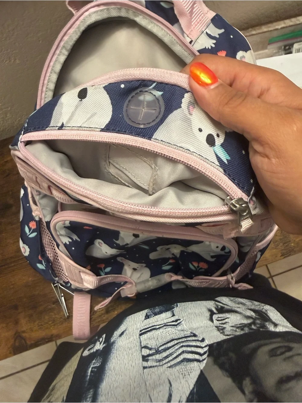 Pottery Barn Kids Mackenzie Pink Navy Koala Print Backpack Small